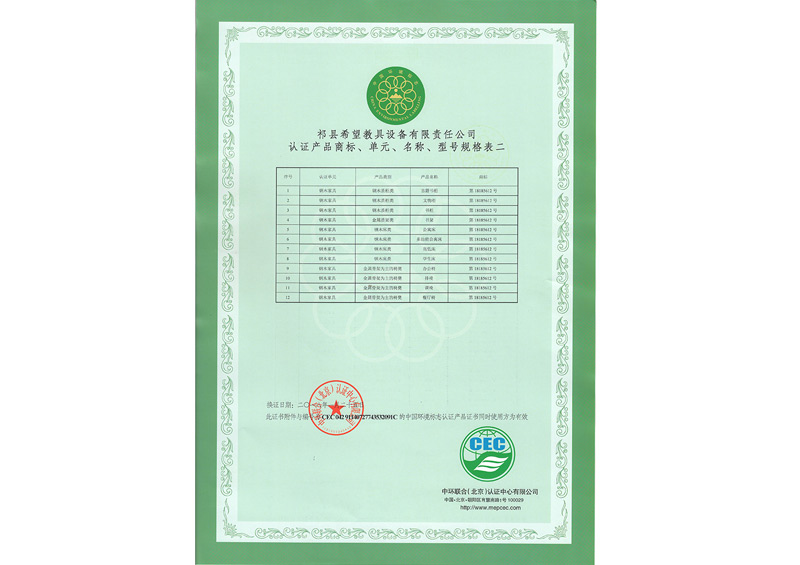 認證產(chǎn)品規(guī)格表二